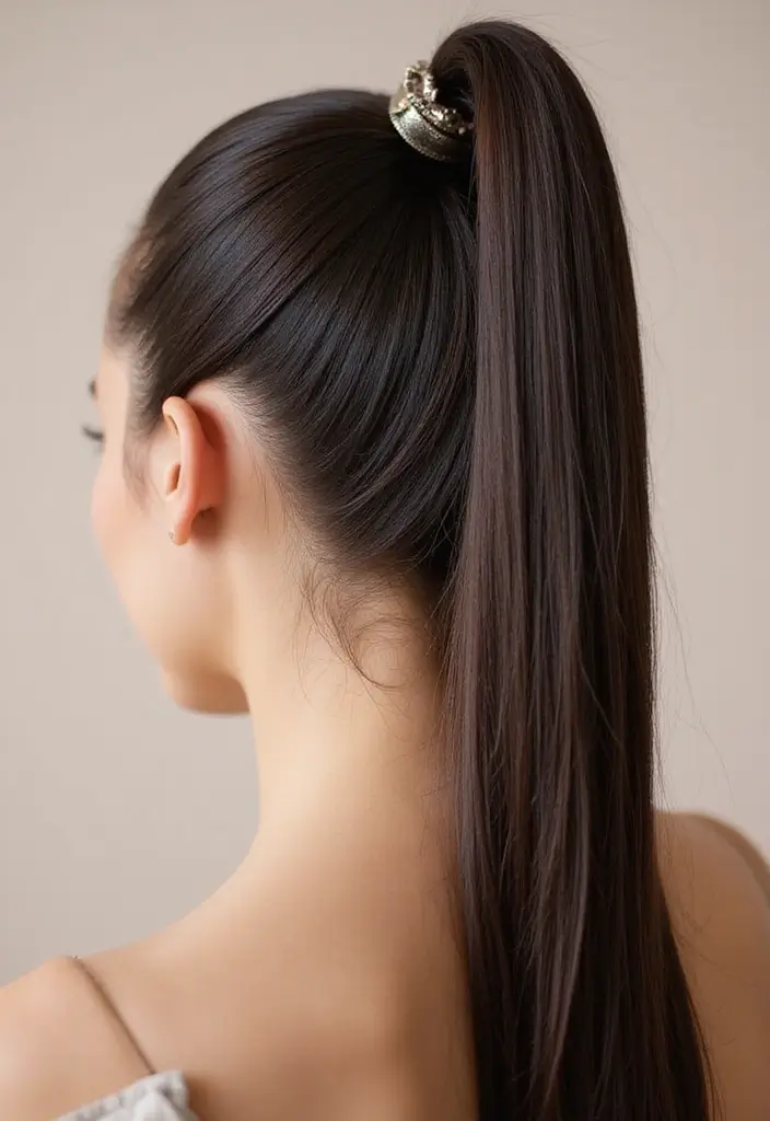 50 All Back and Base Hairstyles That Stay Timeless 1 50 All Back and Base Hairstyles That Stay Timeless - 1. Sleek High Ponytail