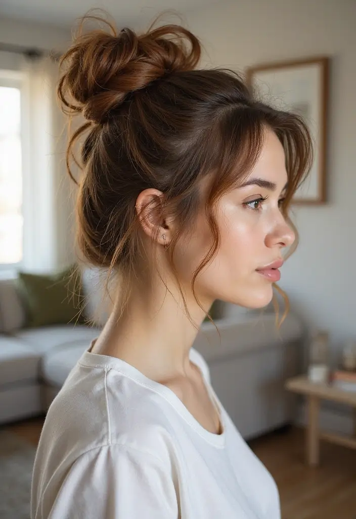 50 All Back and Base Hairstyles That Stay Timeless 12 50 All Back and Base Hairstyles That Stay Timeless - 12. High Messy Bun