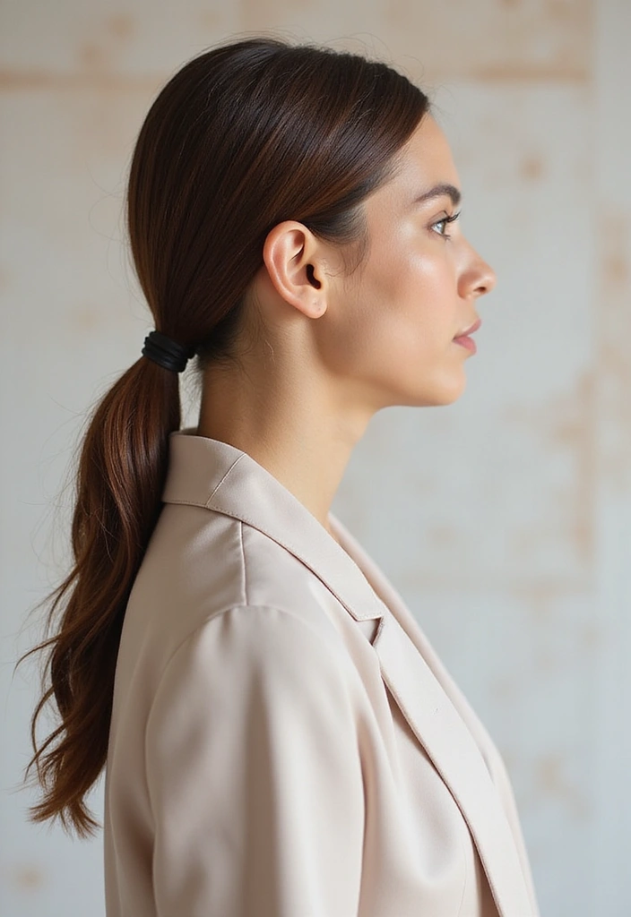 50 All Back and Base Hairstyles That Stay Timeless 43 50 All Back and Base Hairstyles That Stay Timeless - 42. Sleek Low Ponytail