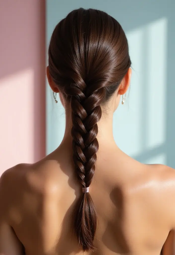 50 All Back and Base Hairstyles That Stay Timeless 51 50 All Back and Base Hairstyles That Stay Timeless - 50. Sleek Back Braid