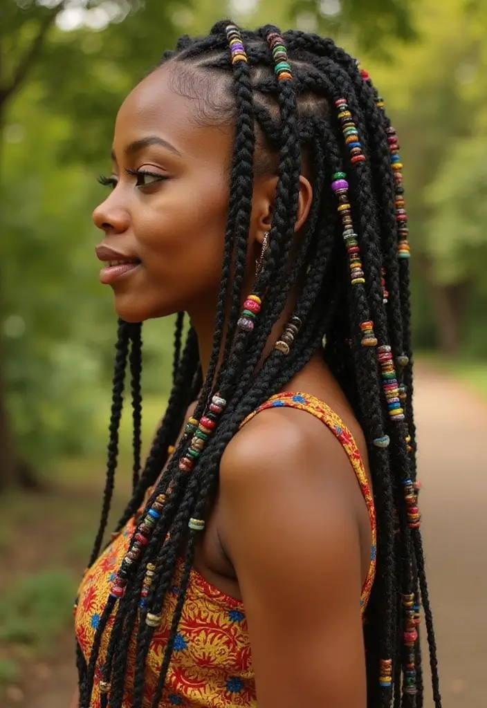 50 Beautiful Hairstyles for Natural Hair You’ll Love - 25. Accessorized Braids