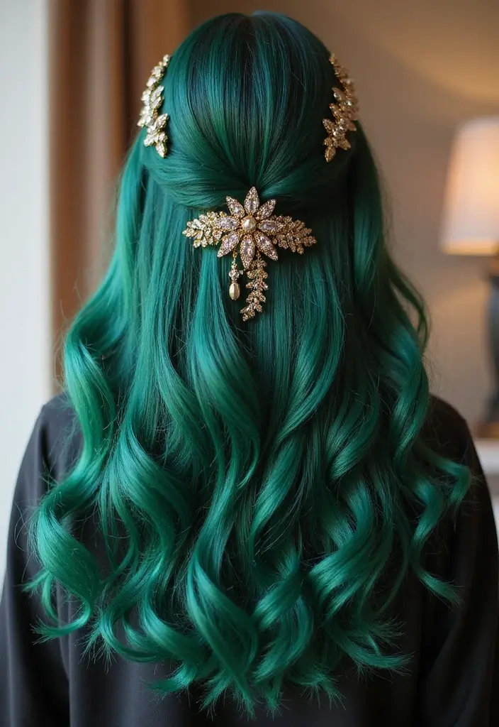 50 Best Hair Color Ideas for Brown Eyes That Pop - 24. Deep Emerald Green