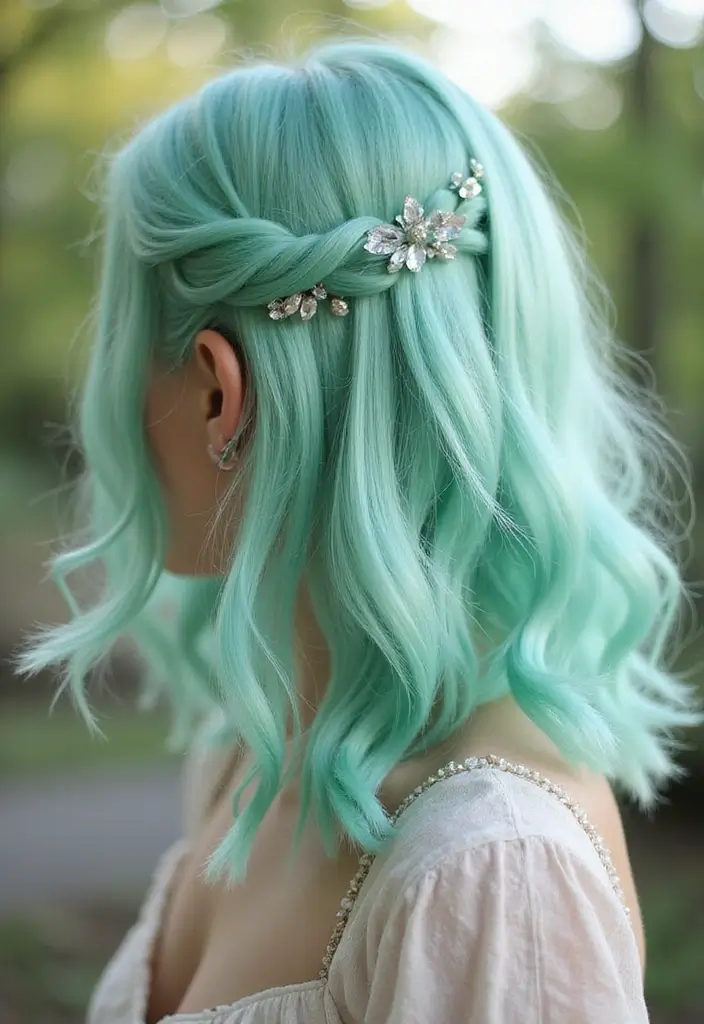 50 Best Hair Color Ideas for Brown Eyes That Pop - 34. Soft Mint