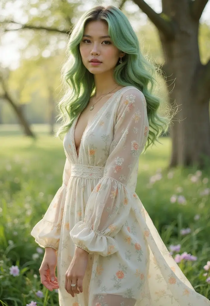 50 Best Hair Color Ideas for Morena Skin Tones - 40. Spring Green