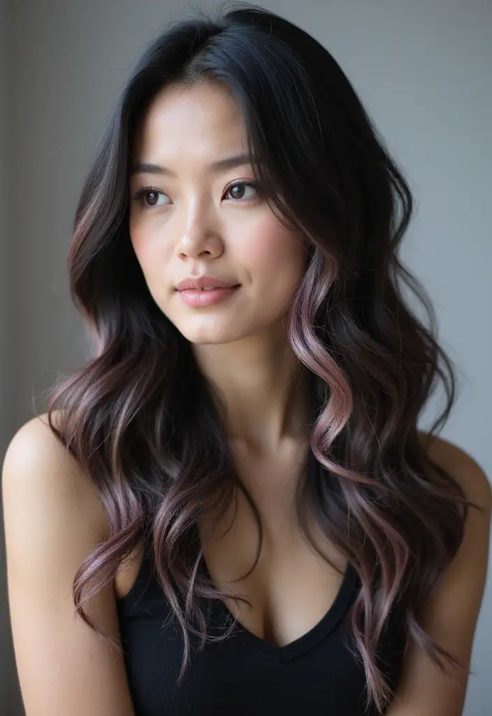 50 Black Hair with Color Ideas for a Stylish Contrast 12 50 Black Hair with Color Ideas for a Stylish Contrast - 12. Light Pink Streaks