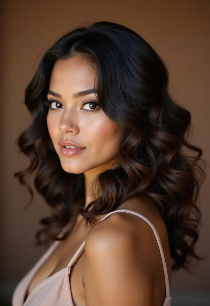 50 Black Hair with Color Ideas for a Stylish Contrast 27 50 Black Hair with Color Ideas for a Stylish Contrast - 26. Chestnut Brown Lowlights