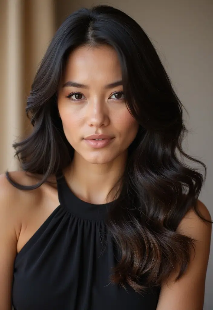 50 Black Hair with Color Ideas for a Stylish Contrast 38 50 Black Hair with Color Ideas for a Stylish Contrast - 37. Glimmering Gold Lowlights