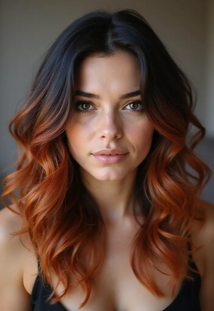 50 Black Hair with Color Ideas for a Stylish Contrast 49 50 Black Hair with Color Ideas for a Stylish Contrast - 48. Copper Highlights