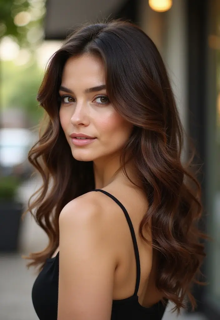 50 Black Hair with Color Ideas for a Stylish Contrast 50 50 Black Hair with Color Ideas for a Stylish Contrast - 49. Chocolate Mahogany Balayage