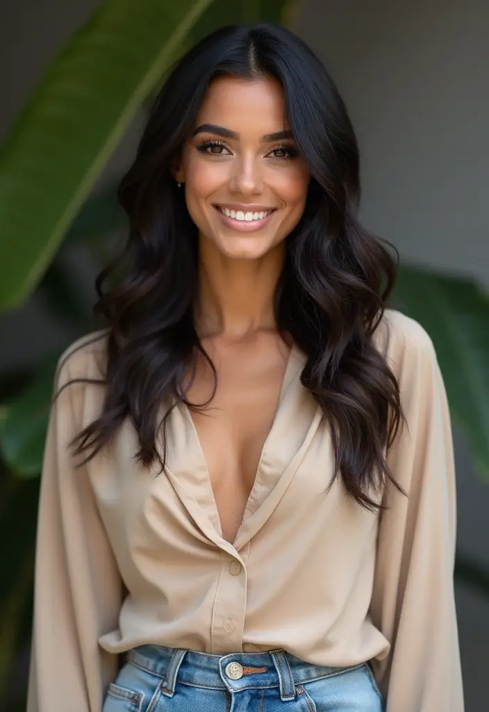 50 Black Hair with Color Ideas for a Stylish Contrast 8 50 Black Hair with Color Ideas for a Stylish Contrast - 8. Subtle Ash Brown Lowlights