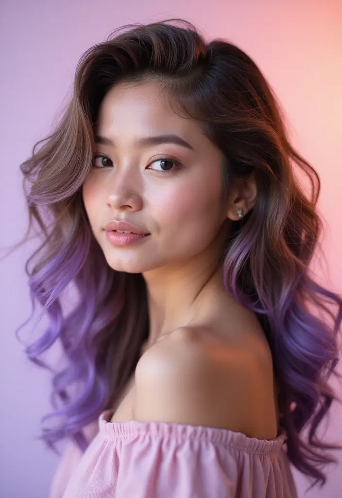 50 Brown Hair Color Ideas with Highlights That Add Dimension 21 50 Brown Hair Color Ideas with Highlights That Add Dimension - 20. Light Brown with Lavender Highlights