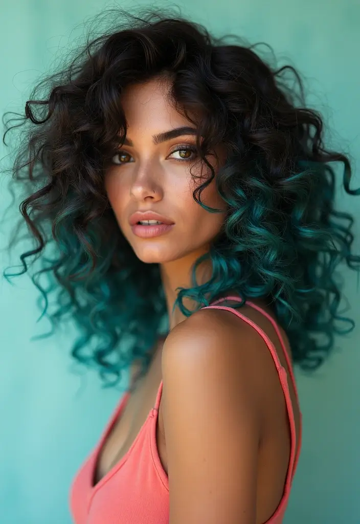 50 Brown Hair Color Ideas with Highlights That Add Dimension 22 50 Brown Hair Color Ideas with Highlights That Add Dimension - 21. Chocolate Brown with Teal Highlights