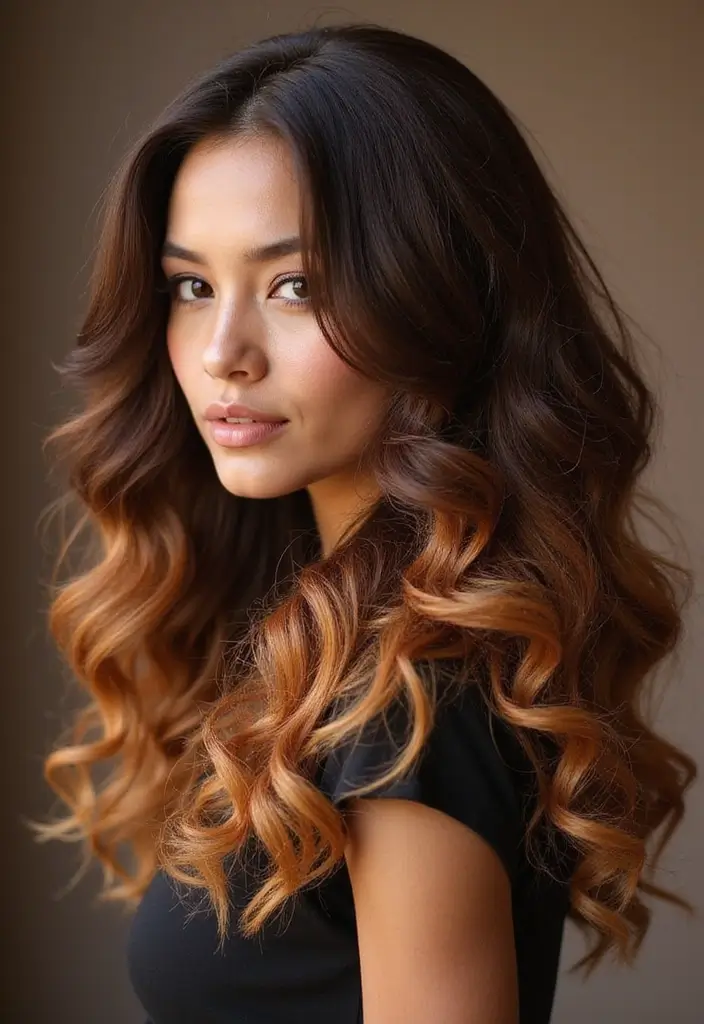 50 Brown Hair Color Ideas with Highlights That Add Dimension 3 50 Brown Hair Color Ideas with Highlights That Add Dimension - 3. Chocolate Brown with Caramel Ombré