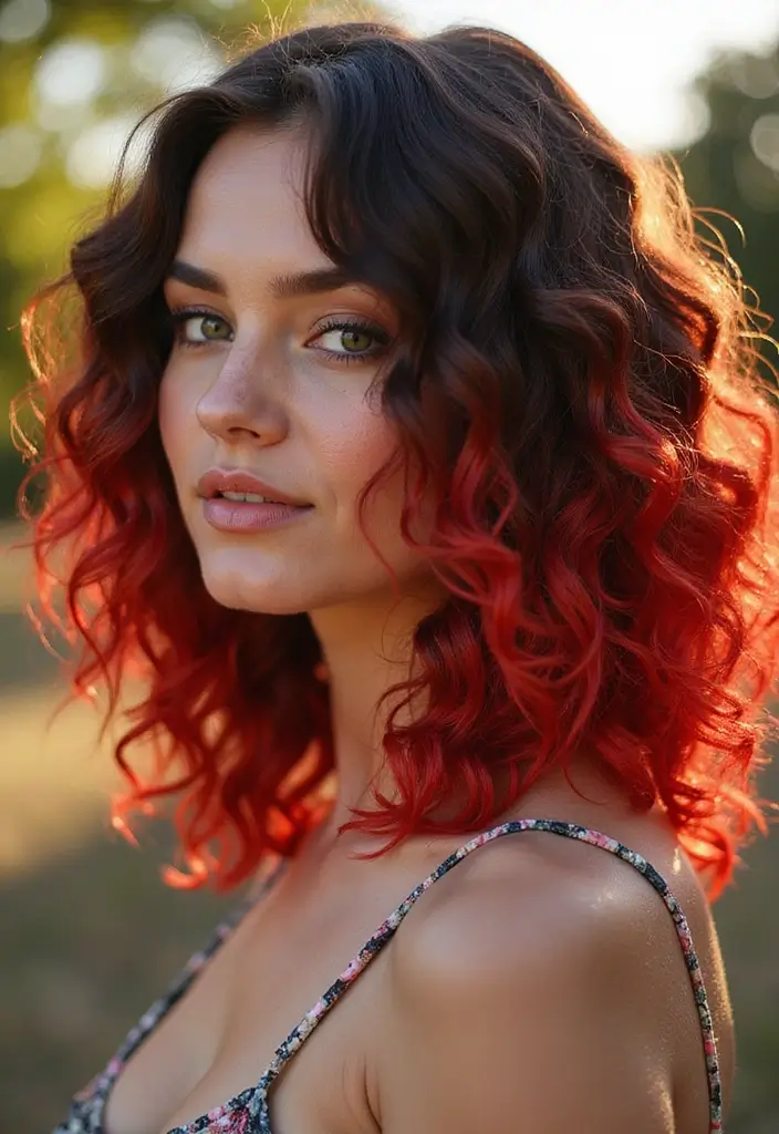 50 Brown Hair Color Ideas with Highlights That Add Dimension 32 50 Brown Hair Color Ideas with Highlights That Add Dimension - 31. Deep Brown with Bright Red Highlights