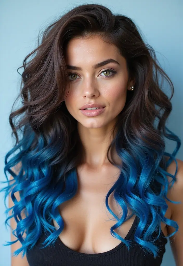 50 Brown Hair Color Ideas with Highlights That Add Dimension 34 50 Brown Hair Color Ideas with Highlights That Add Dimension - 33. Dark Brown with Icy Blue Highlights