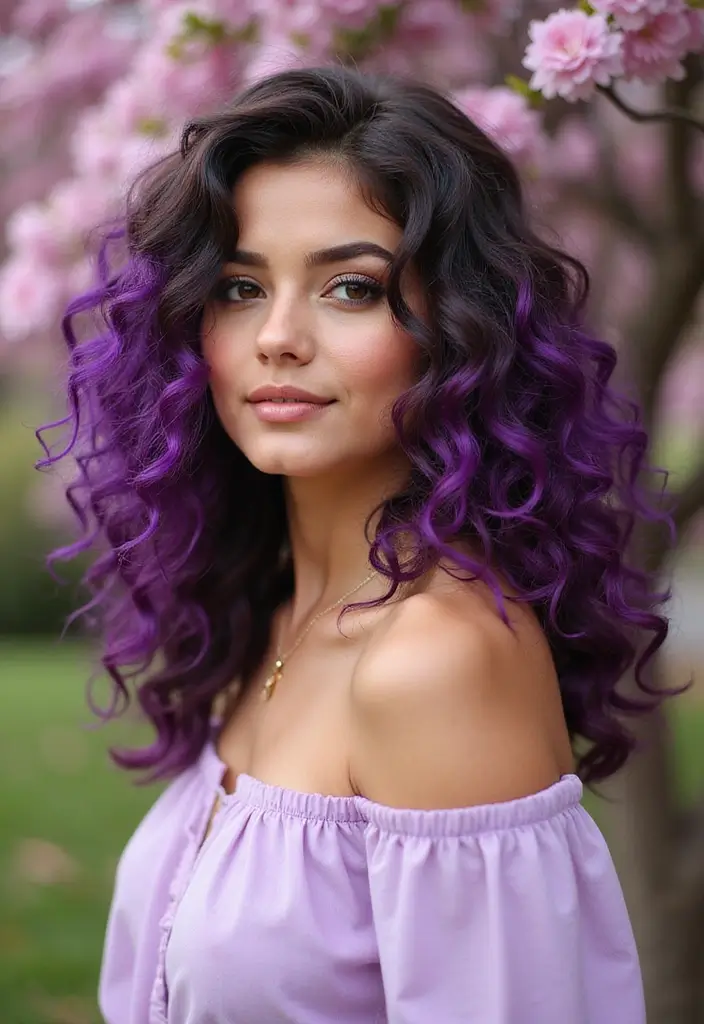 50 Brown Hair Color Ideas with Highlights That Add Dimension 37 50 Brown Hair Color Ideas with Highlights That Add Dimension - 36. Dark Brown with Bright Violet Highlights