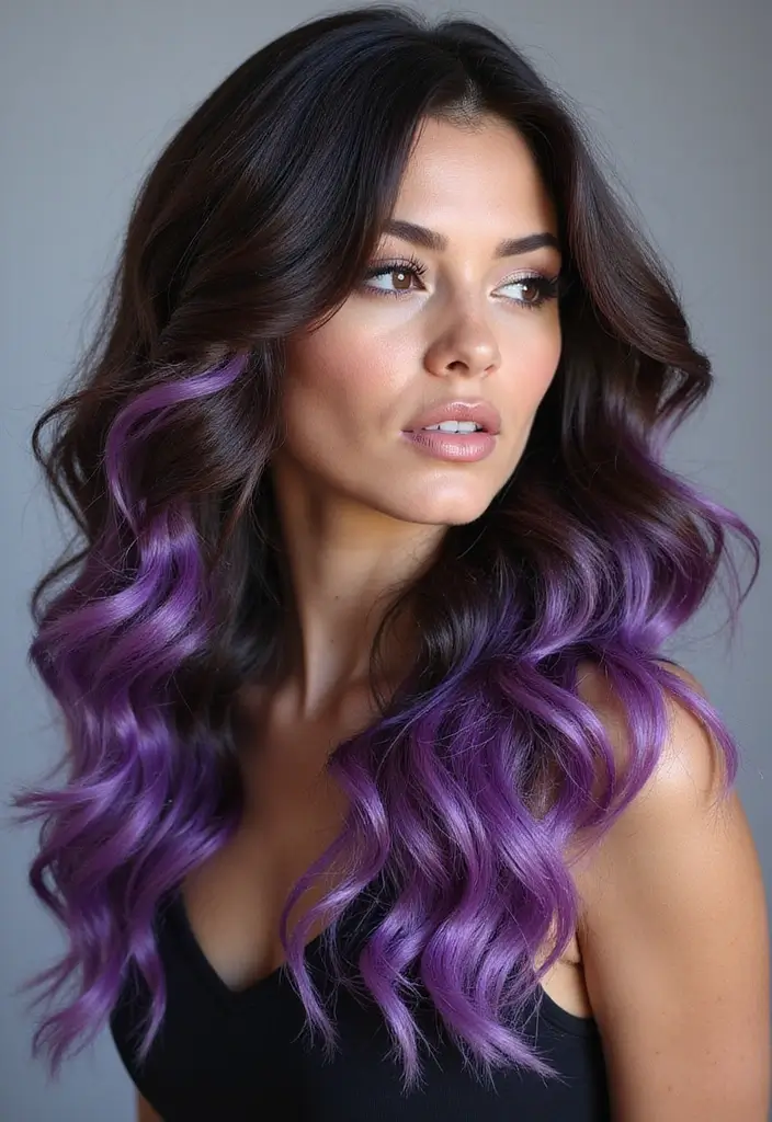 50 Brown Hair Color Ideas with Highlights That Add Dimension 51 50 Brown Hair Color Ideas with Highlights That Add Dimension - 50. Dark Espresso with Lavender Highlights