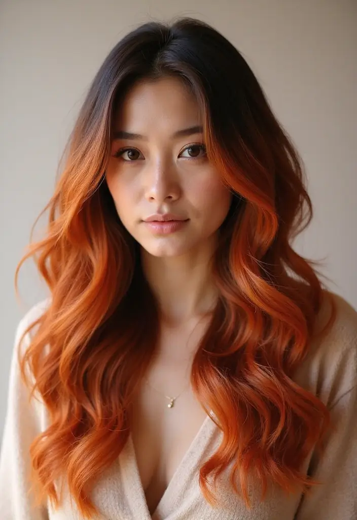 50 Brown Hair with Color Ideas for a Fresh Upgrade - 34. Copper Ombre for a Fiery Edge