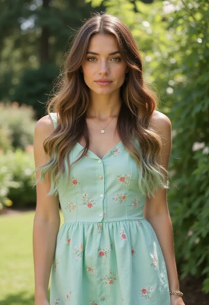 50 Brown Hair with Color Ideas for a Fresh Upgrade - 45. Soft Mint Tips for a Fresh Take