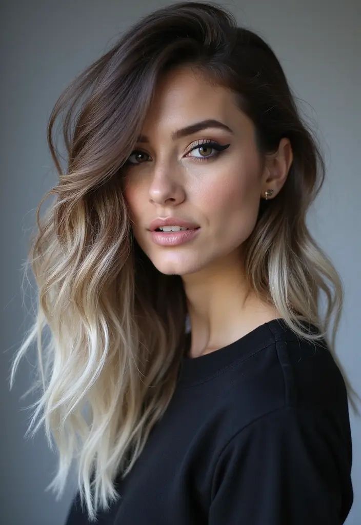 50 Brown Hair with Color Ideas for a Fresh Upgrade - 6. Icy Blonde Tips for an Edgy Look