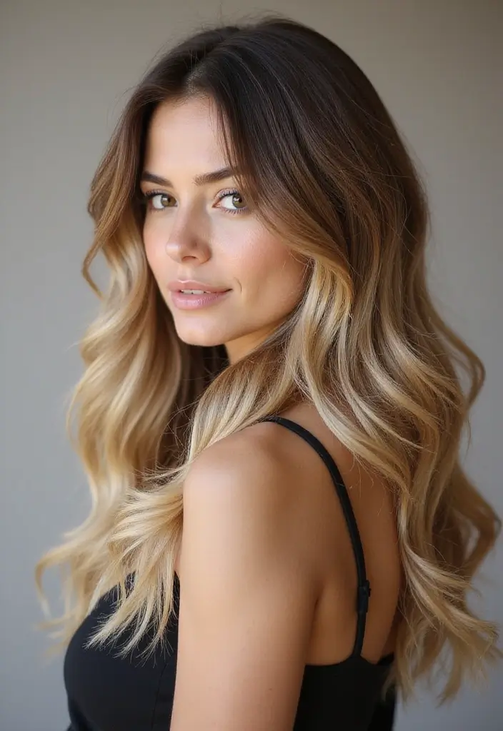 50 Brown Hair with Color Ideas for a Fresh Upgrade - 8. Rooted Blonde Balayage for a Trendy Look