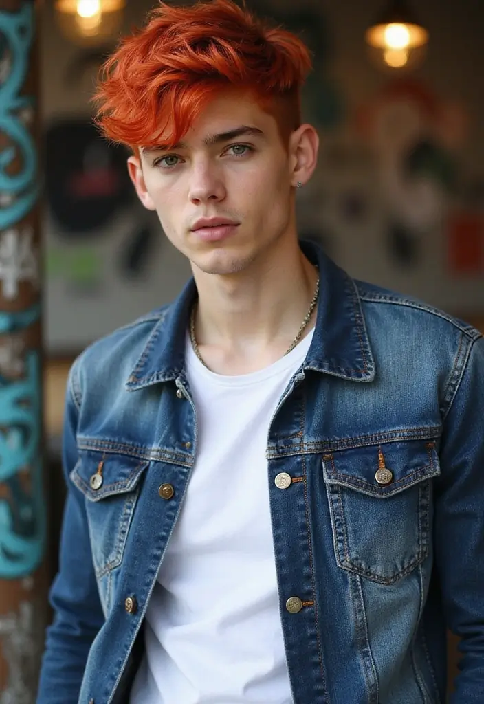 50 Cool Hair Color Ideas for Men Who Want a Fresh Look - 2. Bright Red Textured Crop