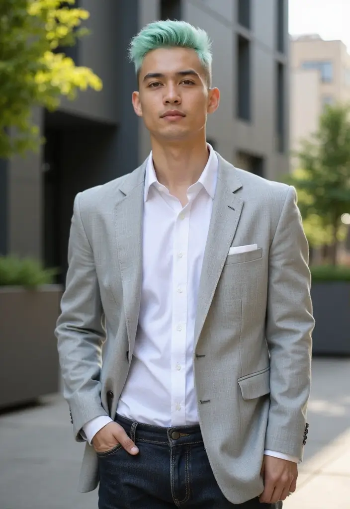 50 Cool Hair Color Ideas for Men Who Want a Fresh Look - 25. Soft Mint Tapered Cut