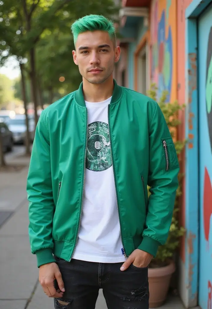 50 Cool Hair Color Ideas for Men Who Want a Fresh Look - 28. Bright Emerald Green Short Style
