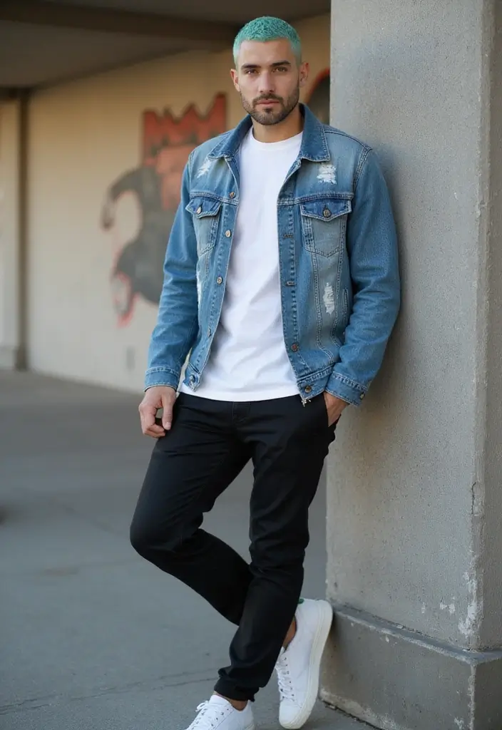 50 Cool Hair Color Ideas for Men Who Want a Fresh Look - 3. Mint Green Crew Cut
