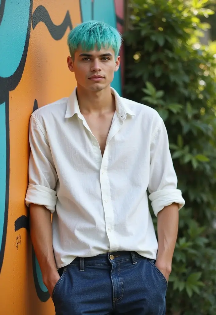 50 Cool Hair Color Ideas for Men Who Want a Fresh Look - 32. Bright Turquoise Short Style