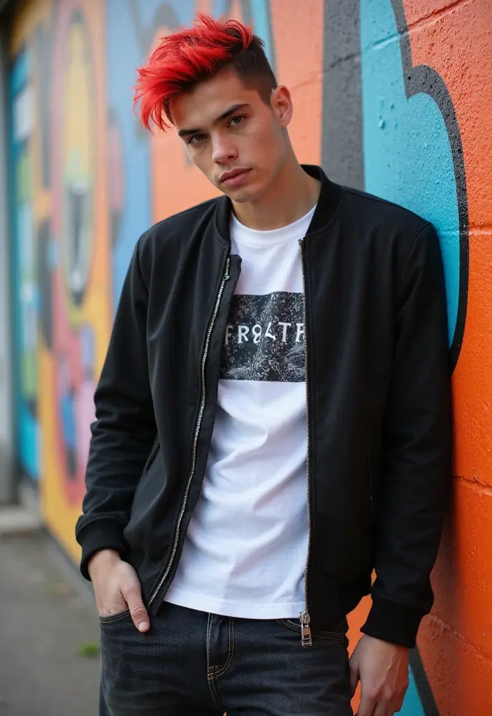 50 Cool Hair Color Ideas for Men Who Want a Fresh Look - 33. Shadow Fade with Bright Red Tips