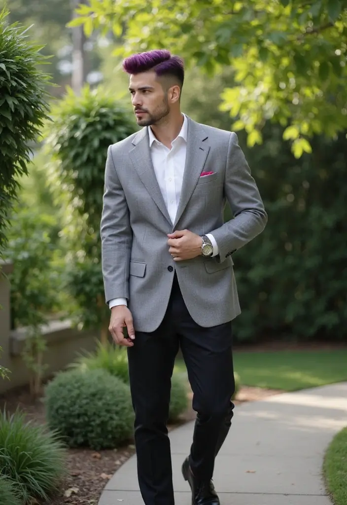 50 Cool Hair Color Ideas for Men Who Want a Fresh Look - 4. Deep Purple Fade