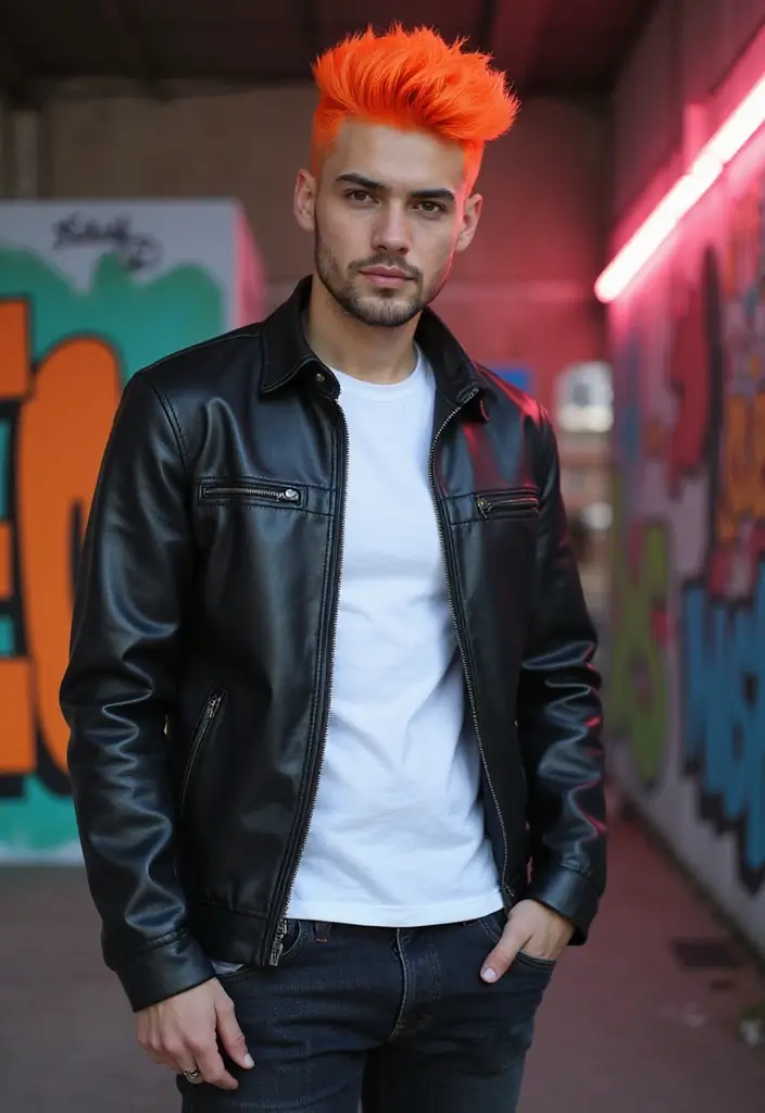 50 Cool Hair Color Ideas for Men Who Want a Fresh Look - 6. Neon Orange Undercut