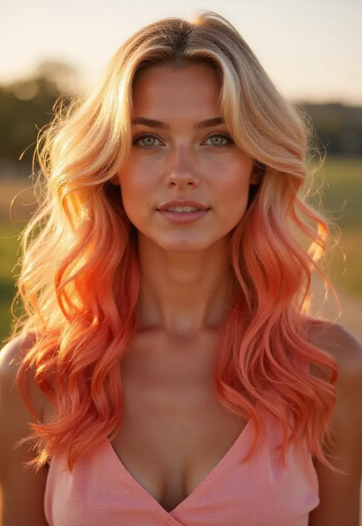 50 Curly Hair Color Ideas That Make Your Curls Pop - 14. Sunset Ombre Curls