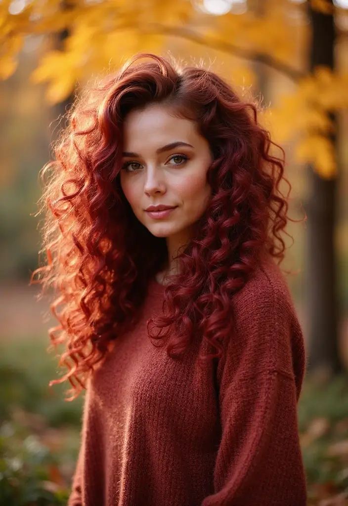 50 Curly Hair Color Ideas That Make Your Curls Pop - 19. Soft Cranberry Curls