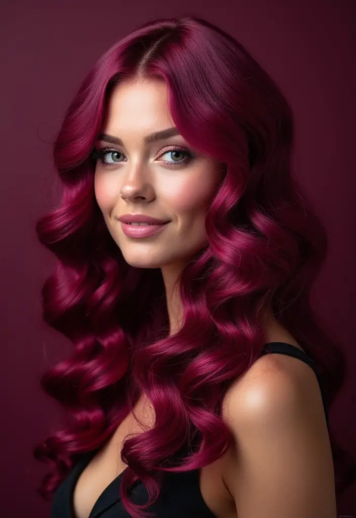 50 Curly Hair Color Ideas That Make Your Curls Pop - 23. Glossy Berry Curls