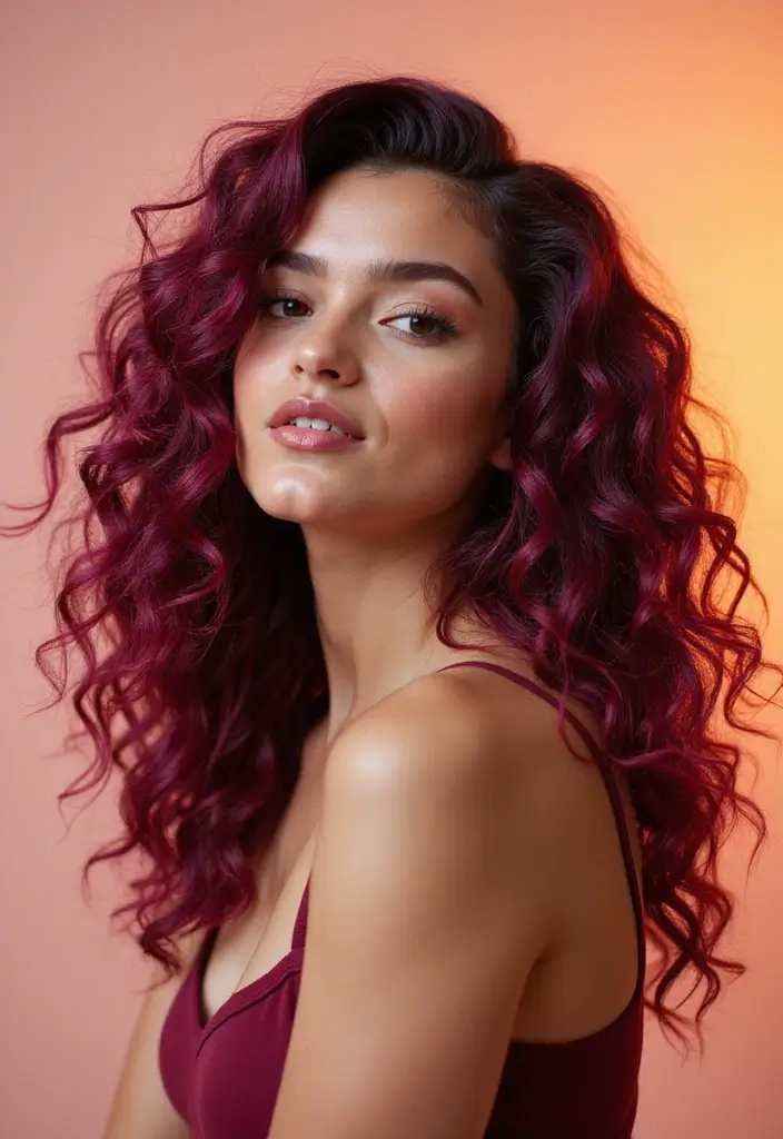 50 Curly Hair Color Ideas That Make Your Curls Pop - 26. Mulberry Curls