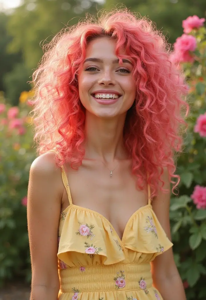 50 Curly Hair Color Ideas That Make Your Curls Pop - 29. Watermelon Pink Curls