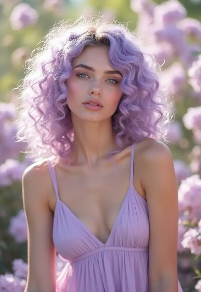 50 Curly Hair Color Ideas That Make Your Curls Pop - 31. Soft Lavender Frost