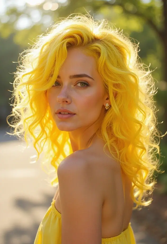 50 Curly Hair Color Ideas That Make Your Curls Pop - 33. Fresh Lemonade Curls