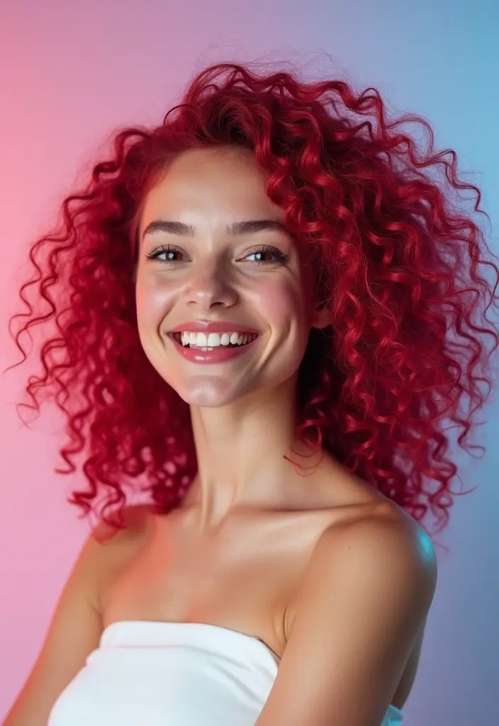 50 Curly Hair Color Ideas That Make Your Curls Pop - 40. Vibrant Raspberry Curls