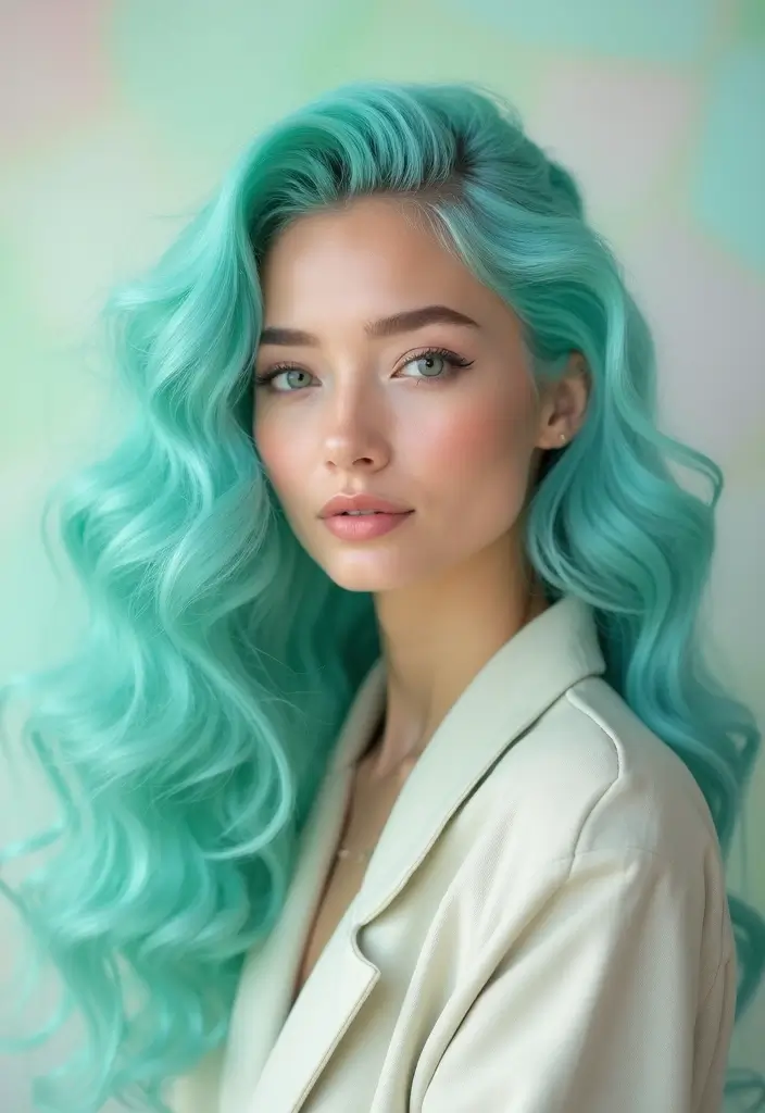 50 Curly Hair Color Ideas That Make Your Curls Pop - 45. Frosted Mint Curls