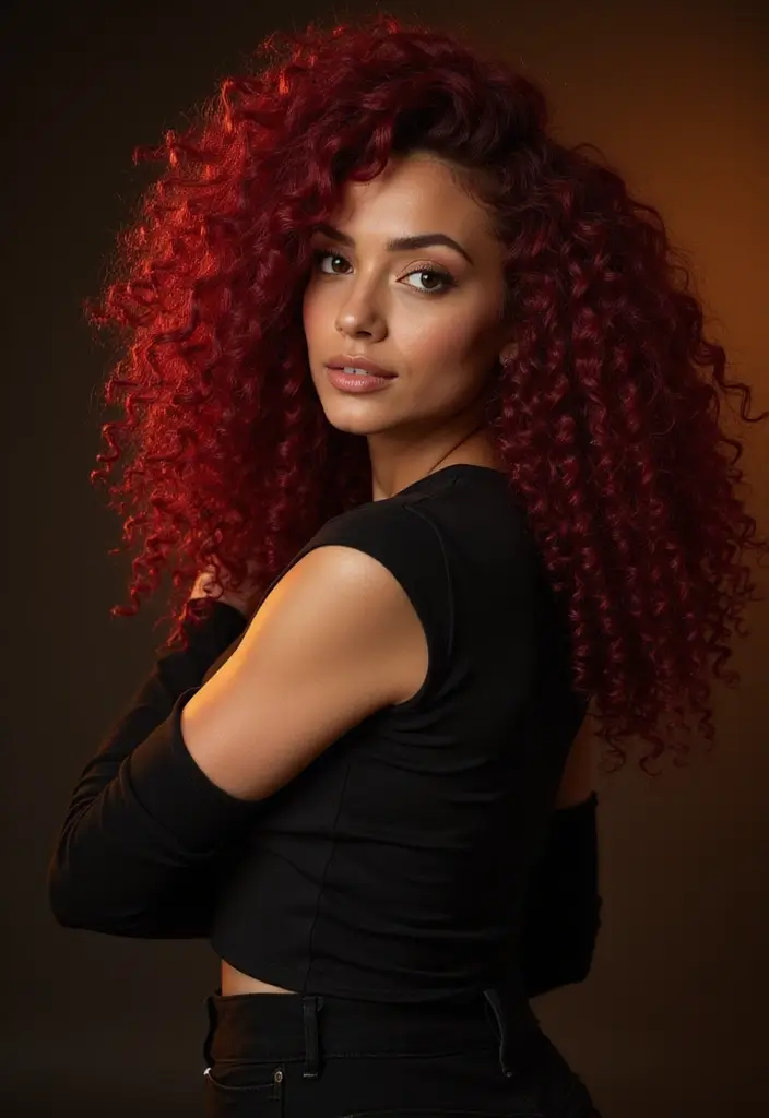 50 Curly Hair Color Ideas That Make Your Curls Pop - 46. Bold Burgundy Curls