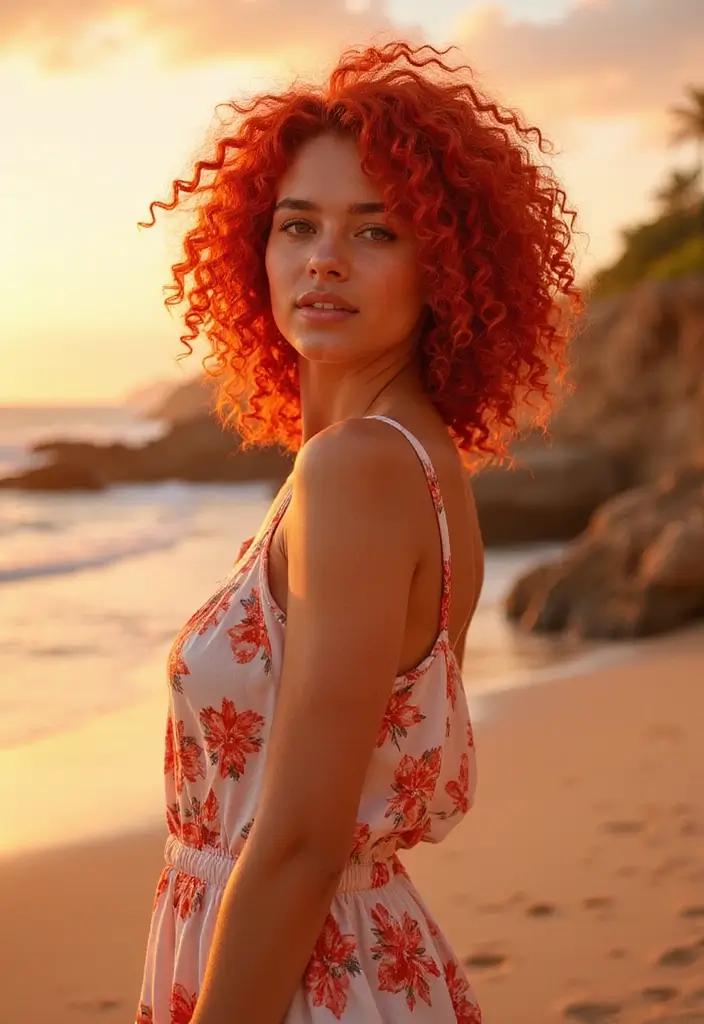 50 Curly Hair Color Ideas That Make Your Curls Pop - 6. Coral Crush Curls