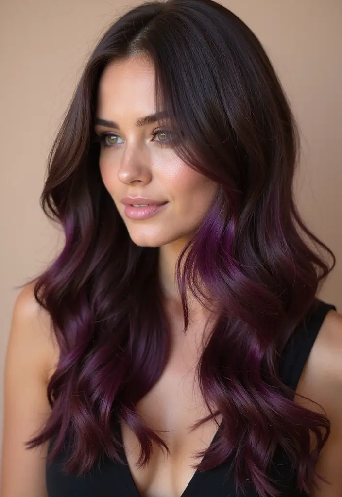50 Dark Brunette Hair Color Ideas That Feel Rich and Elegant - 14. Chocolate Plum