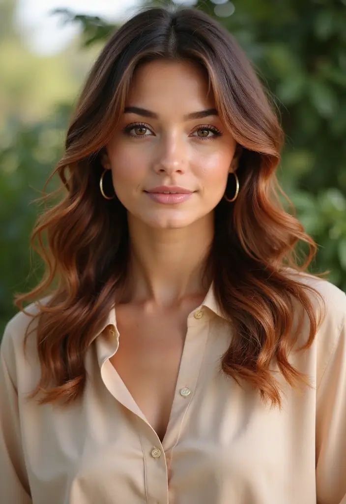 50 Dark Brunette Hair Color Ideas That Feel Rich and Elegant - 16. Copper-Infused Brunette