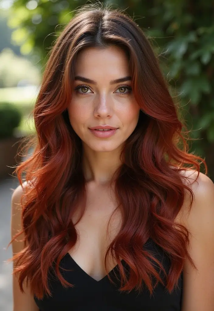50 Dark Brunette Hair Color Ideas That Feel Rich and Elegant - 35. Reddish Dark Brunette