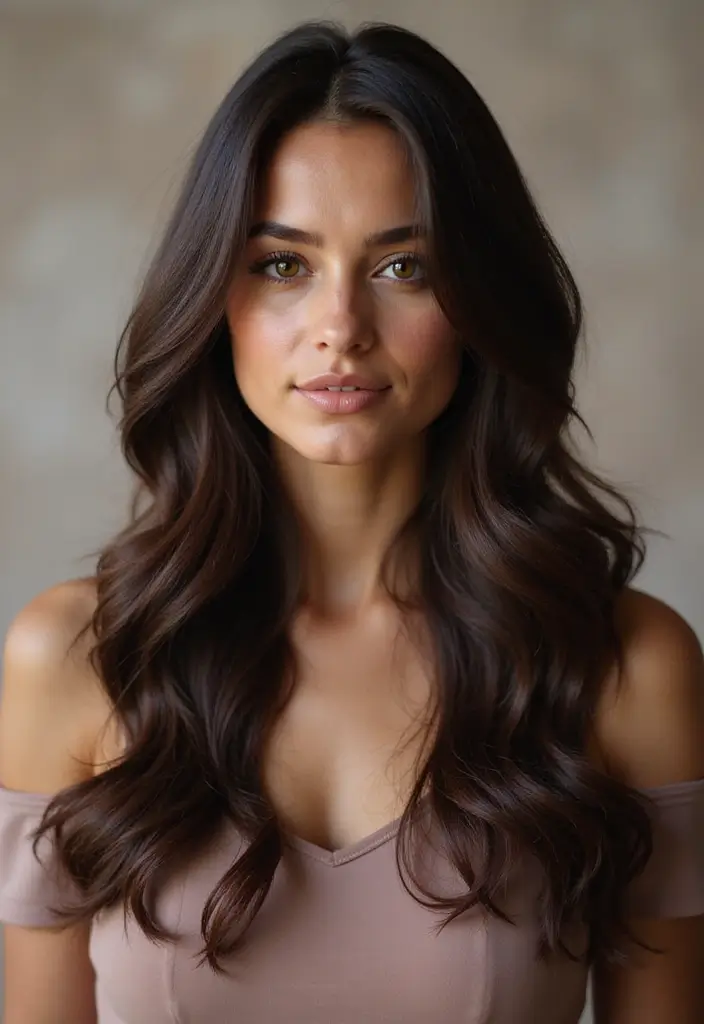 50 Dark Brunette Hair Color Ideas That Feel Rich and Elegant - 39. Silky Dark Brunette