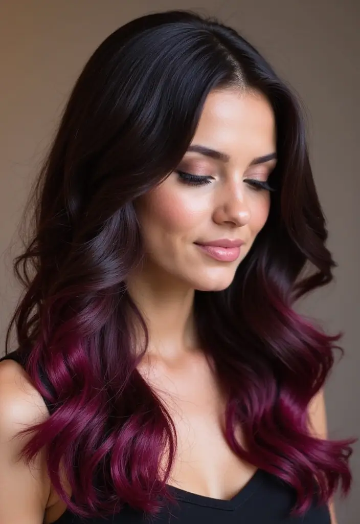 50 Dark Brunette Hair Color Ideas That Feel Rich and Elegant - 40. Dark Blackberry