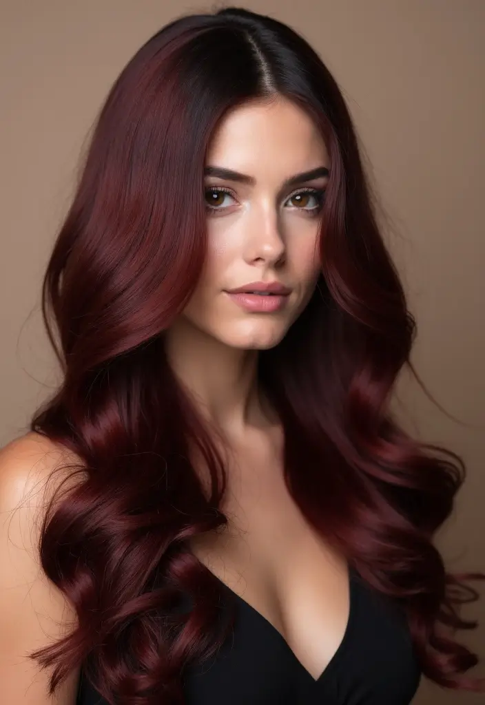 50 Dark Brunette Hair Color Ideas That Feel Rich and Elegant - 45. Dark Burgundy Brown